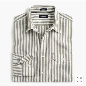 J Crew Slub Poplin cotton buttoned striped shirt